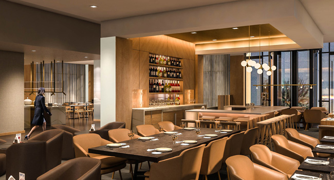 interior of AC Kitchen and Lounge showing tables