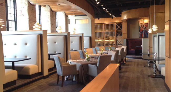 tables and booths inside Epic restaurant